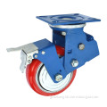casters with spring,6" double brake caster wheel,150mm pu swivel caster wheel,caster wheel heavy duty
